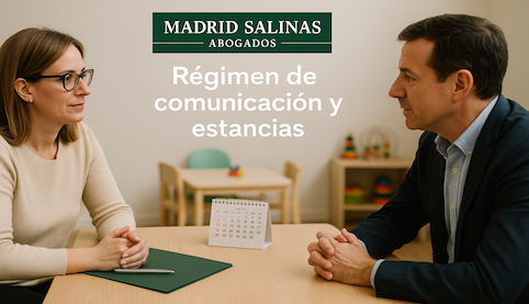 “Reunión en entorno profesional con calendario para organizar el régimen de comunicación y estancias – Madrid Salinas Abogados”.