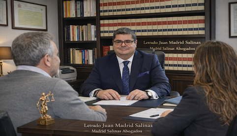 Letrado Juan Madrid Salinas asesorando a clientes en despacho jurídico de Madrid Salinas Abogados en Sevilla