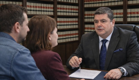 Abogado de Madrid Salinas Abogados negociando un contrato de arras con un cliente en el despacho