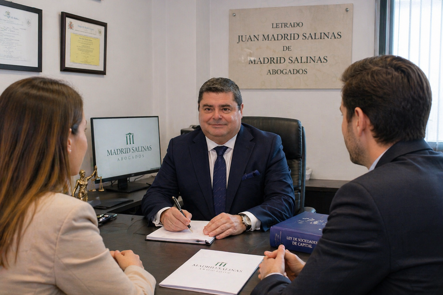 Abogado mercantil asesorando a socios sobre impugnación de acuerdos sociales abusivos en una sociedad limitada.