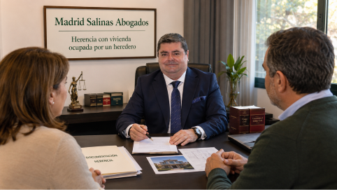 Abogado de Madrid Salinas Abogados asesorando a clientes sobre una herencia con vivienda ocupada por un heredero.