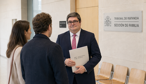 Abogado de familia en Sevilla atendiendo a clientes en el Tribunal de Instancia, Sección de Familia.