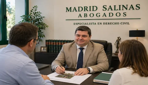 Abogado civil de Madrid Salinas Abogados asesorando a clientes sobre daños causados por ramas y raíces de árboles vecinos.