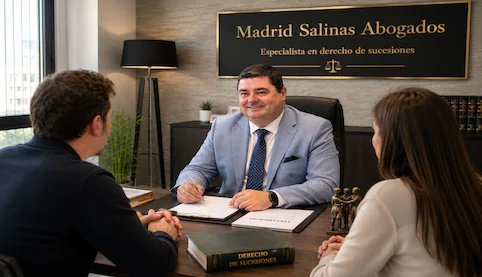 Abogado de Madrid Salinas Abogados asesorando a una familia sobre cuándo un nieto puede heredar en una sucesión.