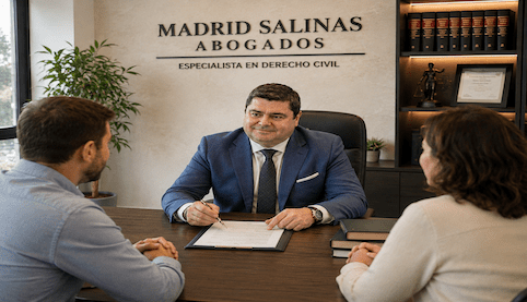 Abogado de Madrid Salinas Abogados asesorando a una pareja sobre la reclamación por la pérdida de documentos importantes entregados a una empresa o profesional.