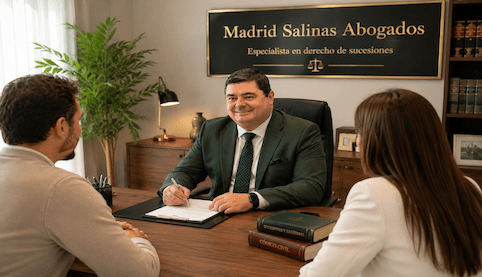 Abogado de Madrid Salinas Abogados asesorando a una pareja sobre la desaparición de un testamento y la tramitación de una herencia en Sevilla.