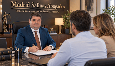 Abogado especialista en accidentes de tráfico y laborales atendiendo a clientes en Madrid Salinas Abogados