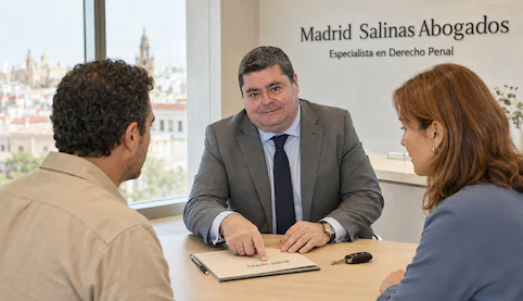 Juan Madrid Salinas asesora a dos clientes sobre una citación judicial por negarse a la prueba de alcoholemia.