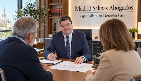 Abogado de Derecho Civil en Sevilla asesorando a clientes sobre un problema de lindes y delimitación de una finca.