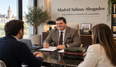Abogado de Madrid Salinas Abogados asesorando a clientes sobre el embargo de una herencia y los derechos hereditarios de un heredero con deudas.
