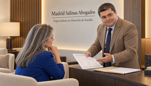 Juan Madrid Salinas revisa movimientos de una cuenta conjunta con una clienta durante una consulta de familia en Sevilla.